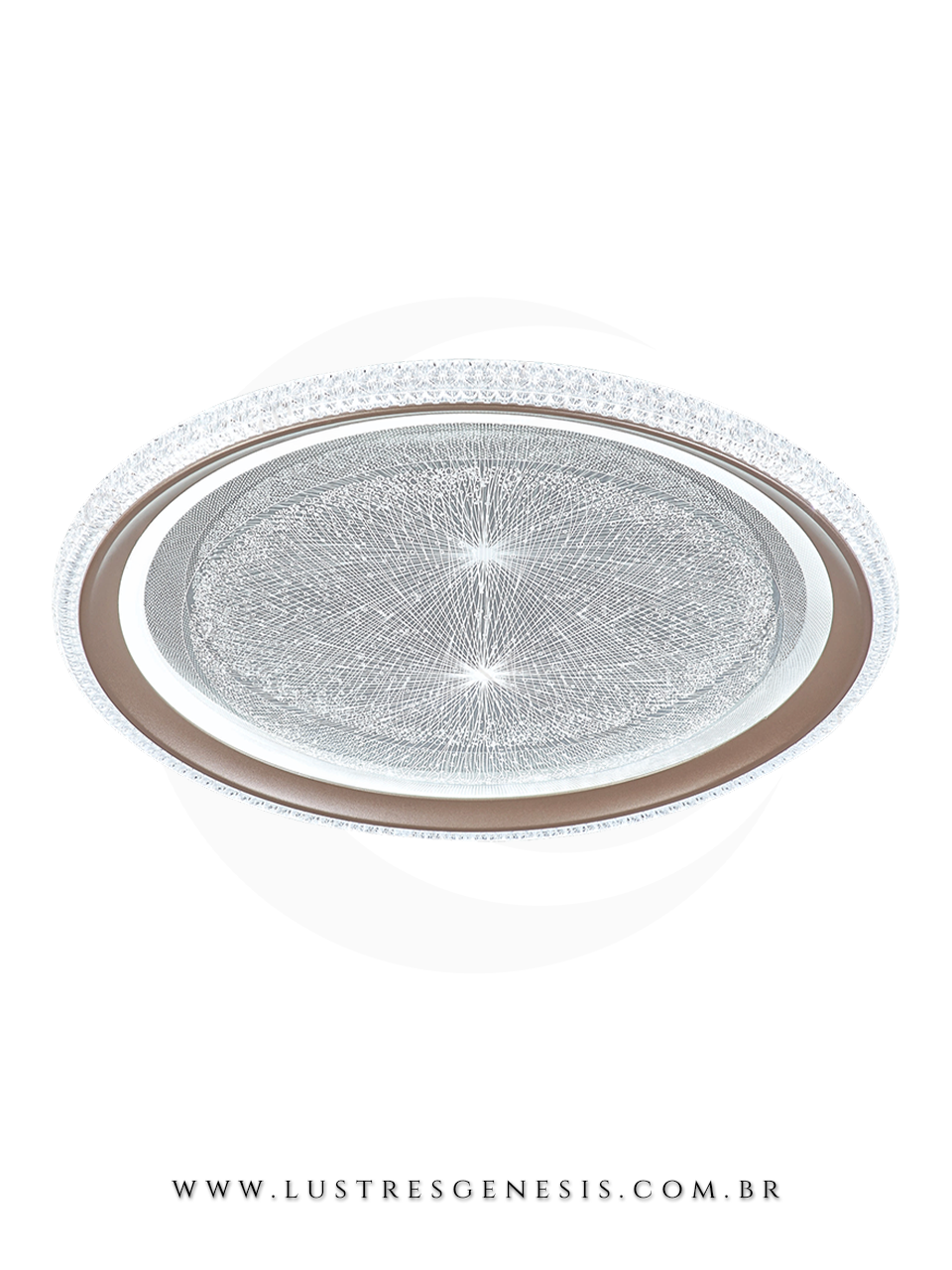 Lustre Plafon LED DCX02345 Metal Dourado e Acrilico Redondo &Oslash;43cm, Sala de Jantar, Quarto Casal, Cozinha, Banheiro, Sala de Estar
